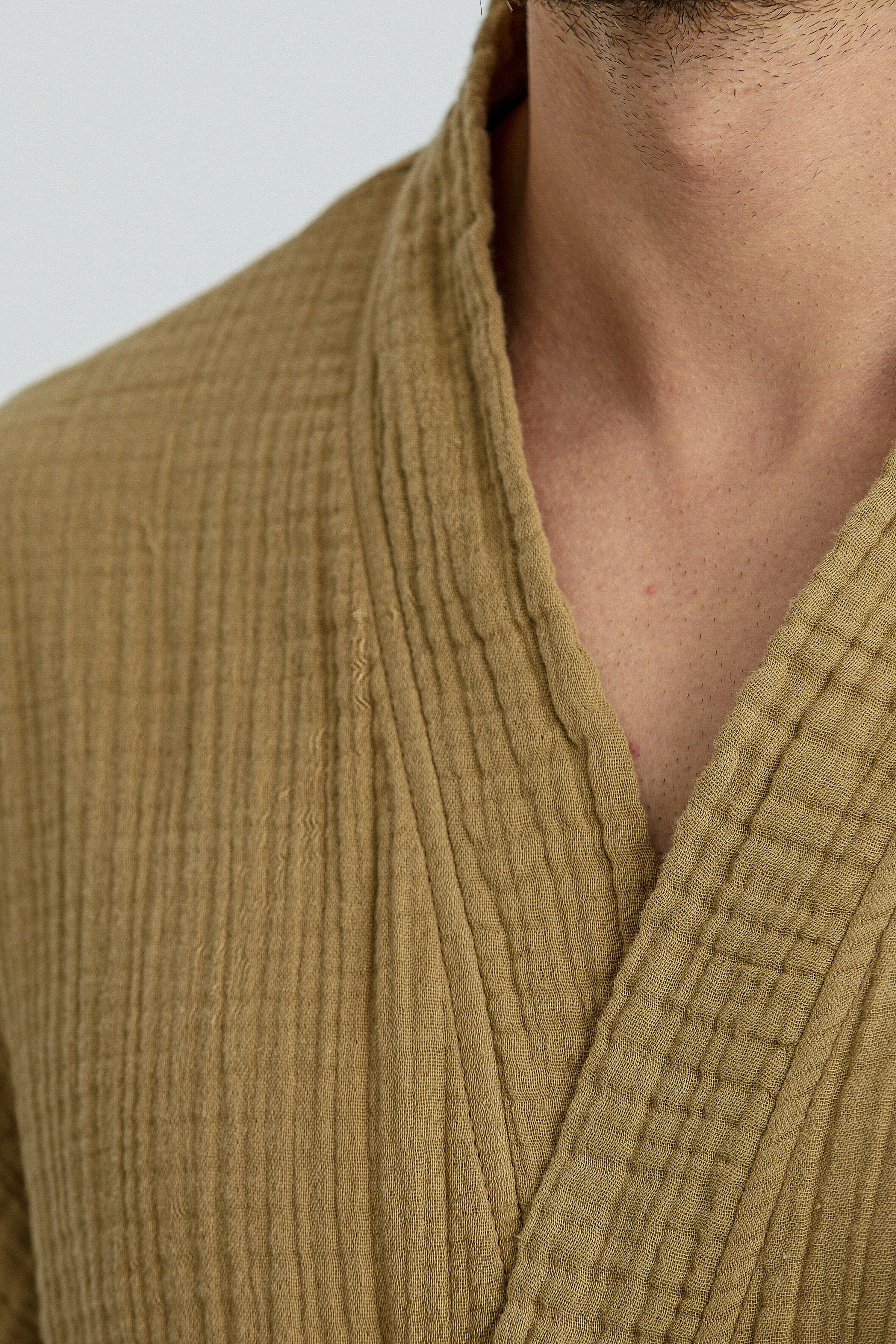 Begonville Bornoz Cassia Müslin Erkek Bornozu - Bej