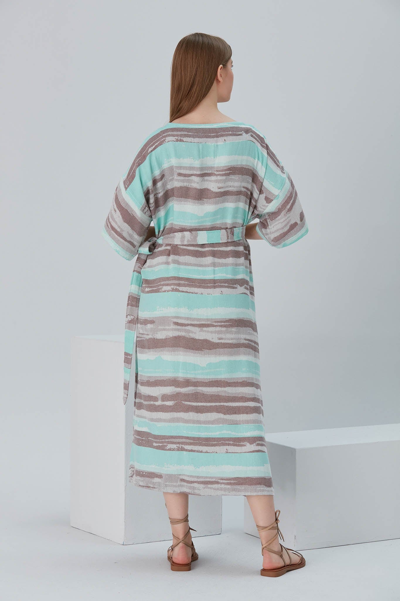 Begonville Elbise Nala Bambu Kruvaze Uzun Elbise - Brush Mint