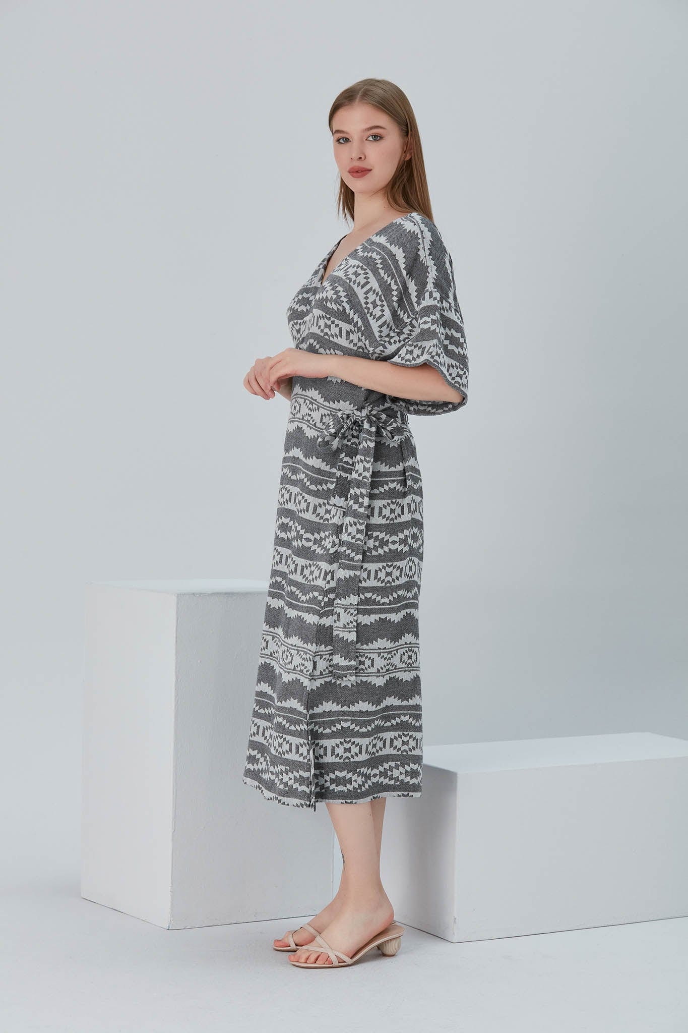 Begonville Elbise Nala Bambu Kruvaze Uzun Elbise - Heritage