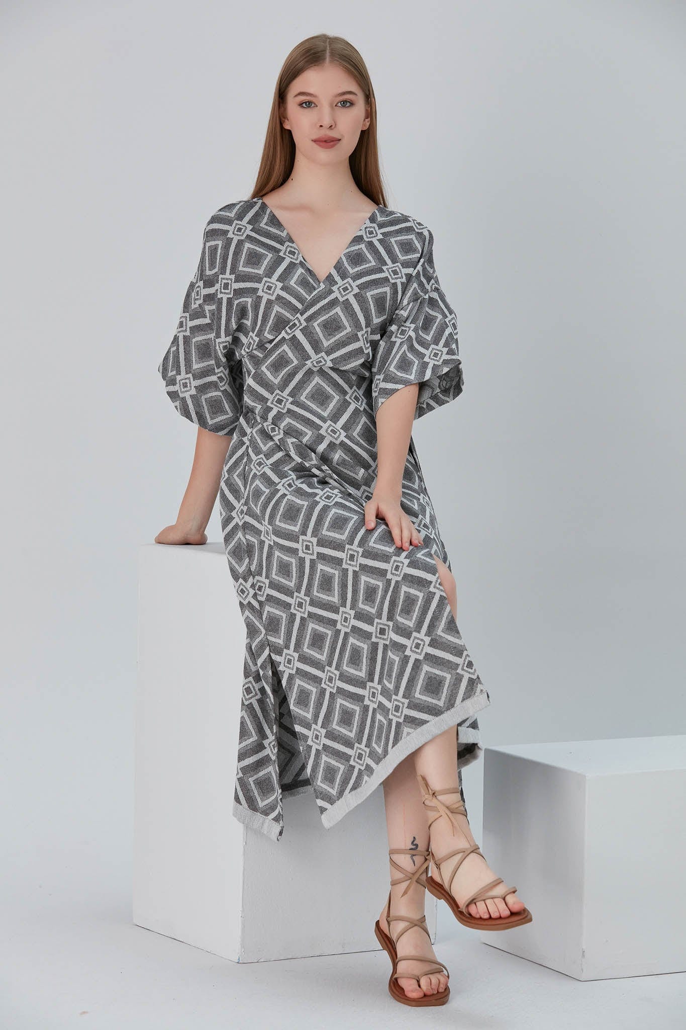 Begonville Elbise Nala Bambu Kruvaze Uzun Elbise - Prism