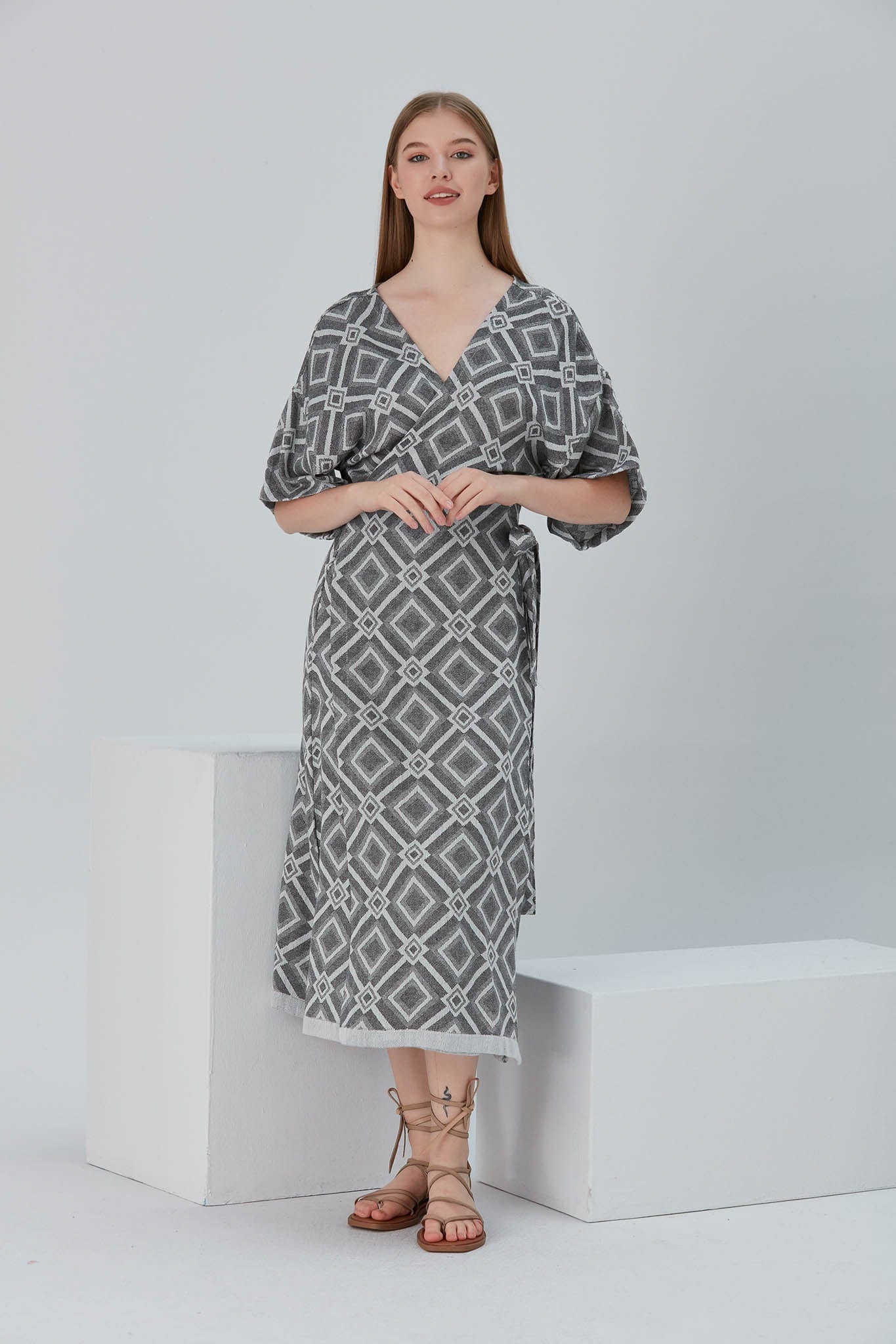 Begonville Elbise Nala Bambu Kruvaze Uzun Elbise - Prism