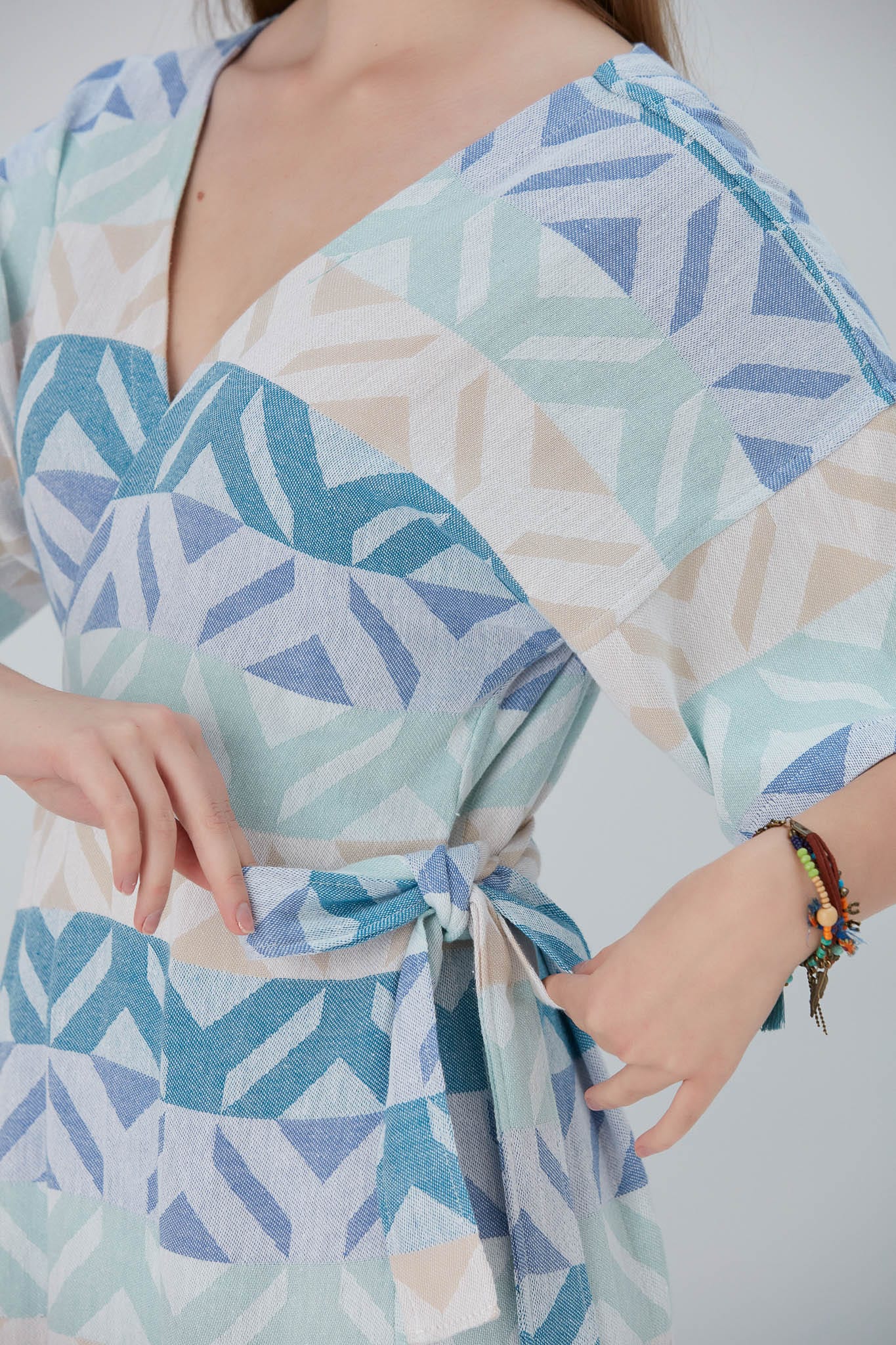 Begonville Elbise Nala Pamuk Kruvaze Uzun Elbise - Gristol