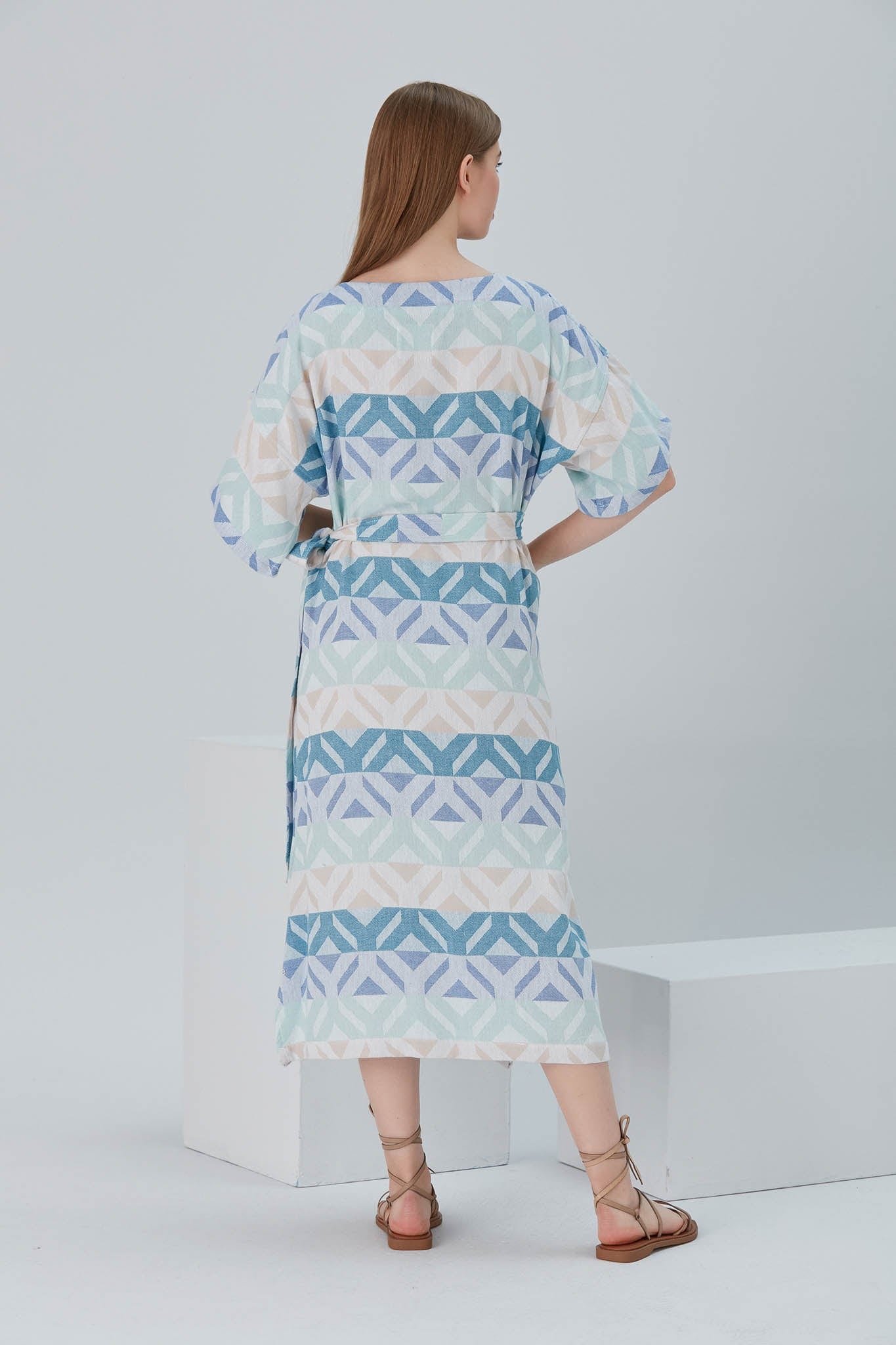 Begonville Elbise Nala Pamuk Kruvaze Uzun Elbise - Gristol