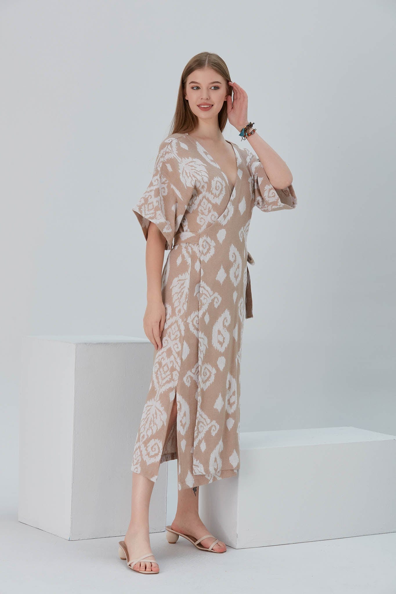 Begonville Elbise Nala Pamuk Kruvaze Uzun Elbise - Tessa