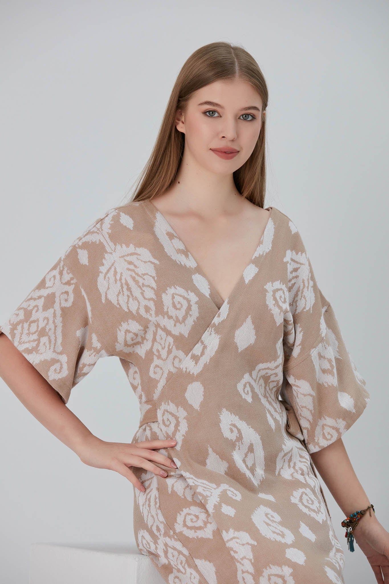 Begonville Elbise Nala Pamuk Kruvaze Uzun Elbise - Tessa