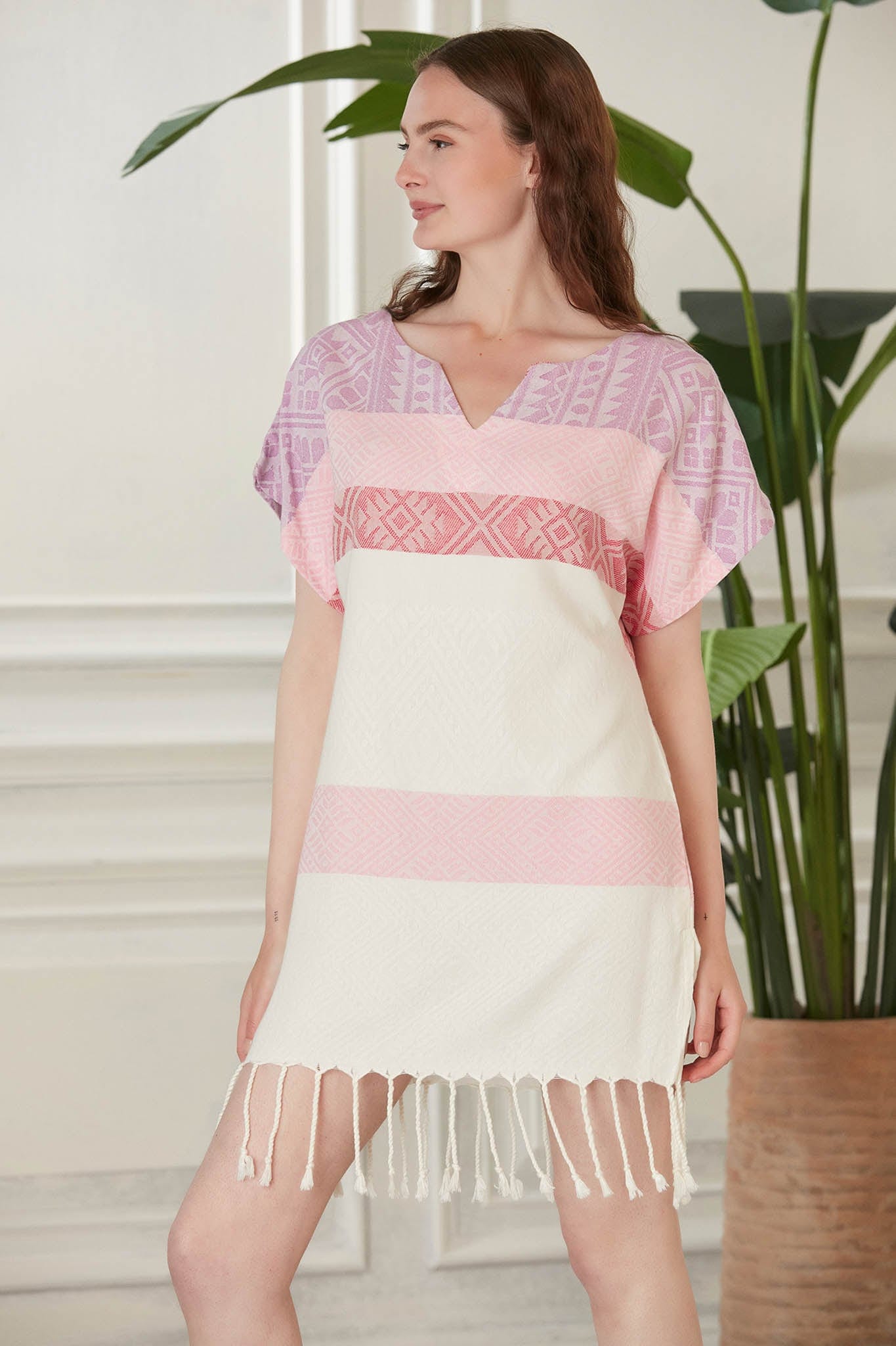 Begonville Tunik Aztec Bambu Tunik - Lila
