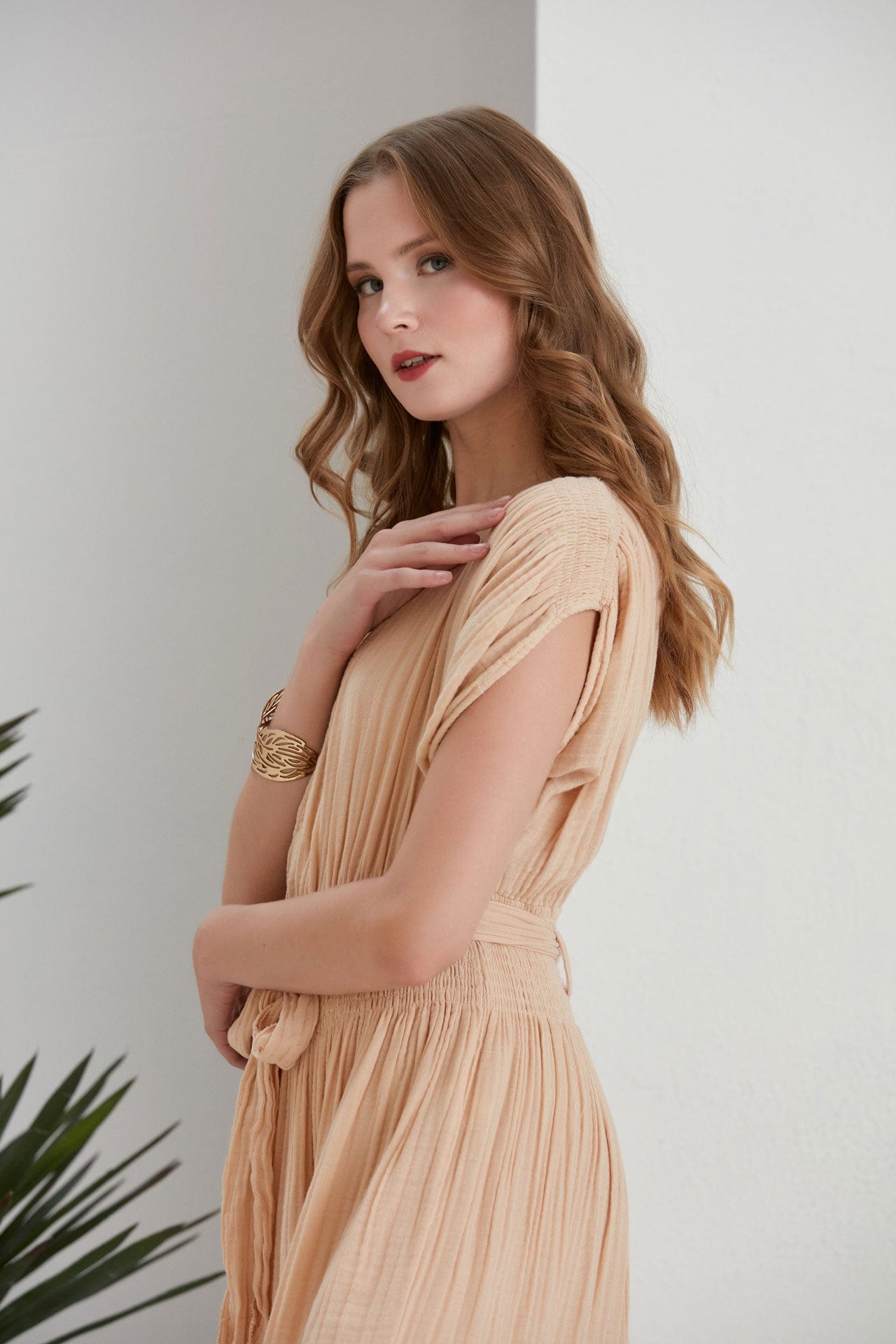 Begonville Uzun Elbise Frankie Gipeli Oversize Uzun Elbise - Krem