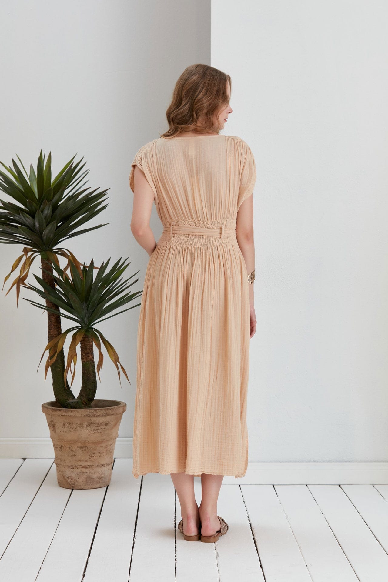 Begonville Uzun Elbise Frankie Gipeli Oversize Uzun Elbise - Krem