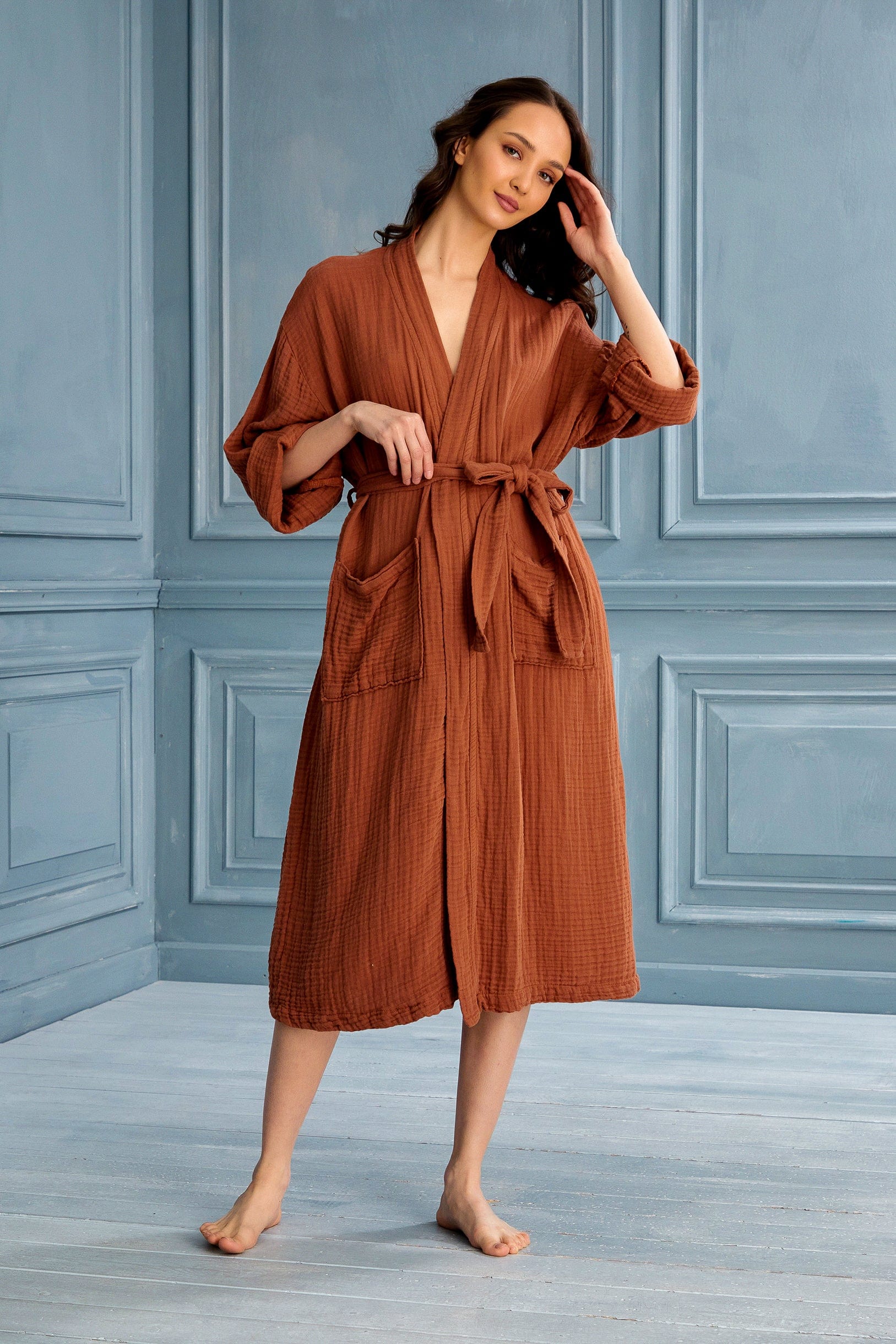 Begonville Bornoz Lore Tencel & Pamuk Bornoz - Tarçın