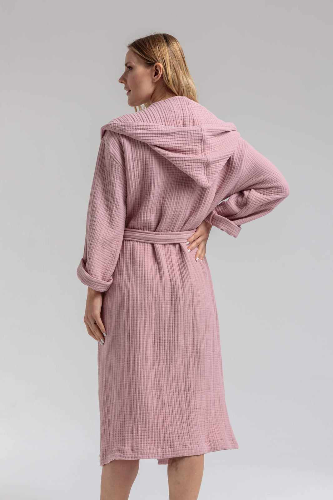 Begonville Bornoz Olympia Max Muslin Kapşonlu Bornoz Pembe