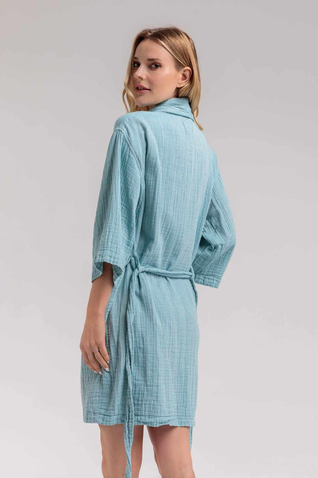 Begonville Bornoz Olympia Muslin Bornoz Mavi