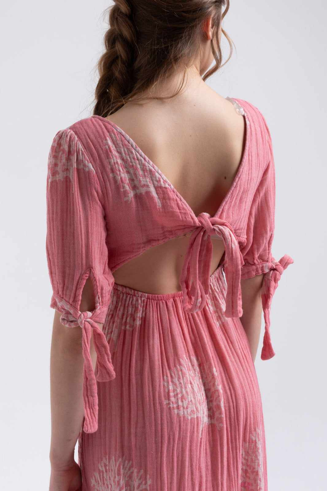 Begonville Elbise Melody Sırtı Açık Midi Elbise - Pembe