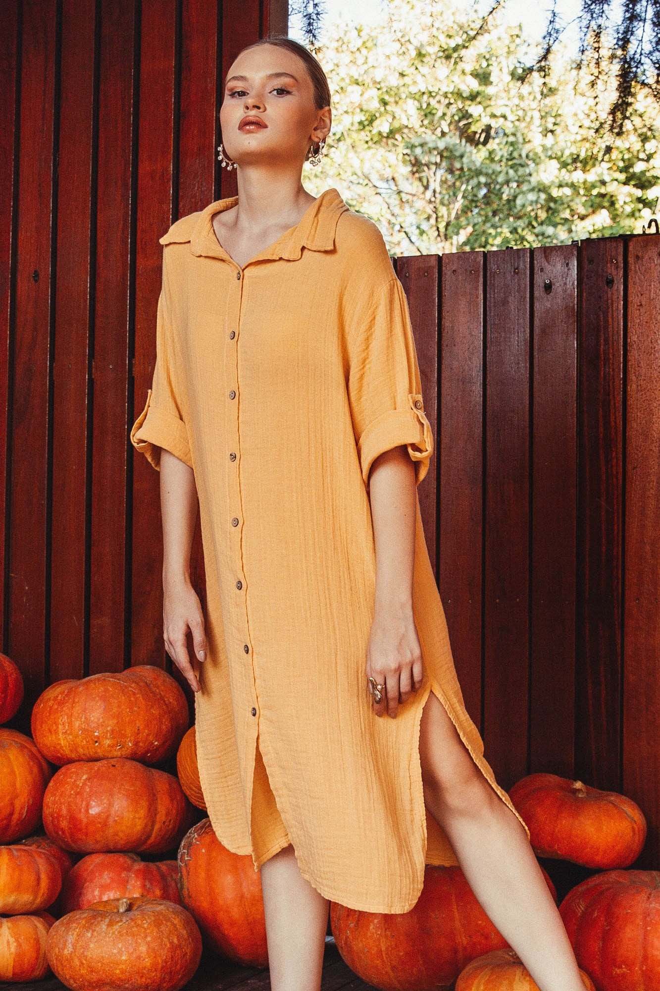 Begonville Gömlek Elbise Caroline Gömlek Elbise - Sarı