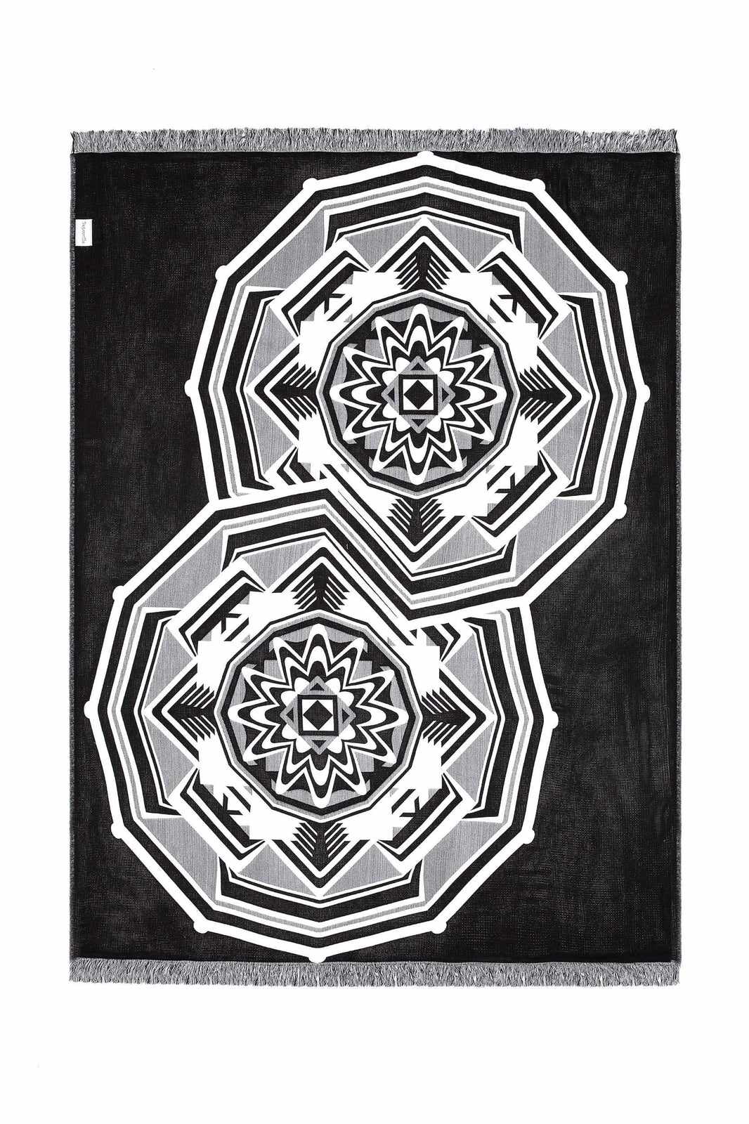 Begonville Koltuk Örtüsü Siyah & Beyaz Serisi Pamuk Örtü - Mandala