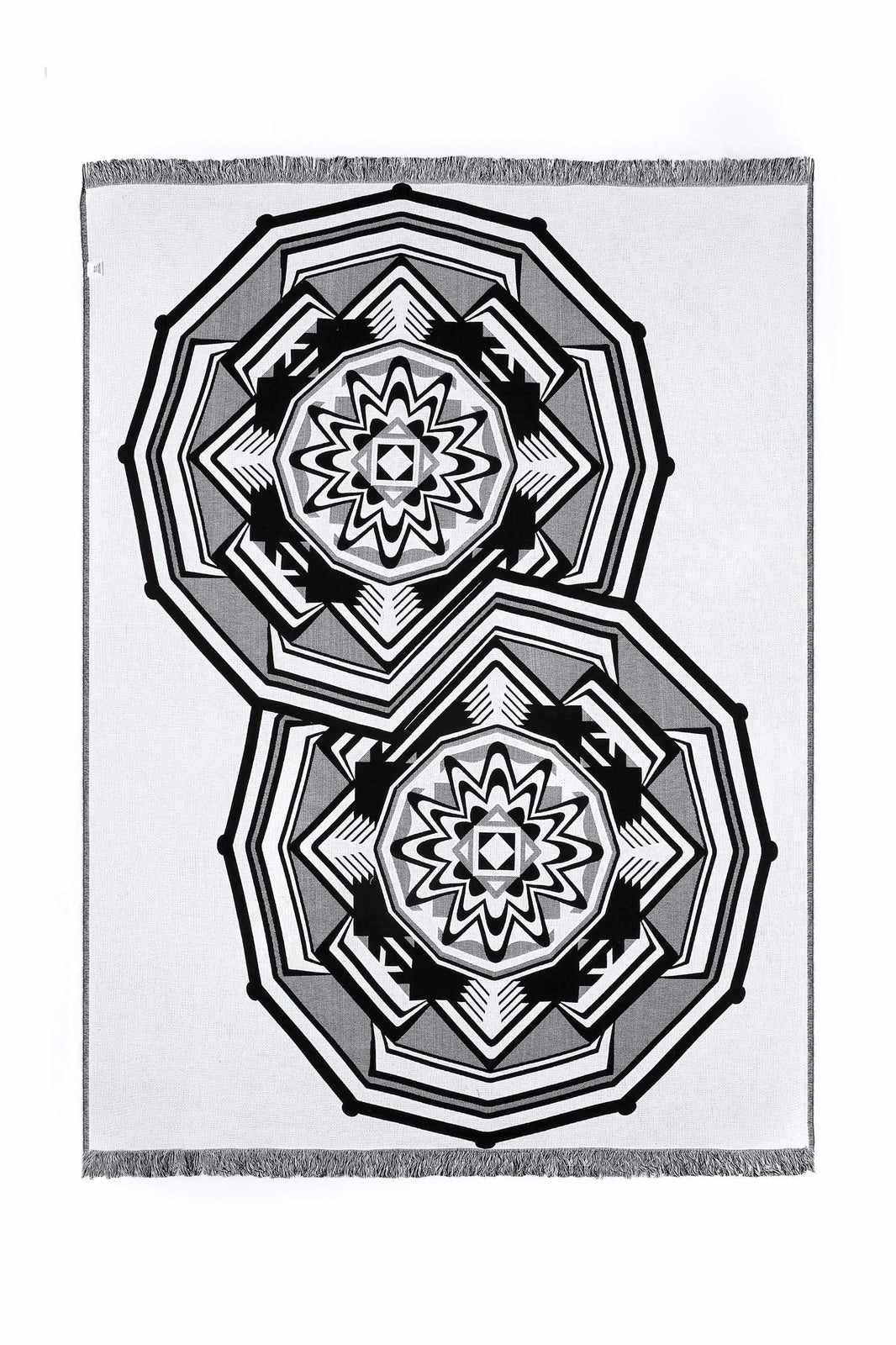 Begonville Koltuk Örtüsü Siyah & Beyaz Serisi Pamuk Örtü - Mandala