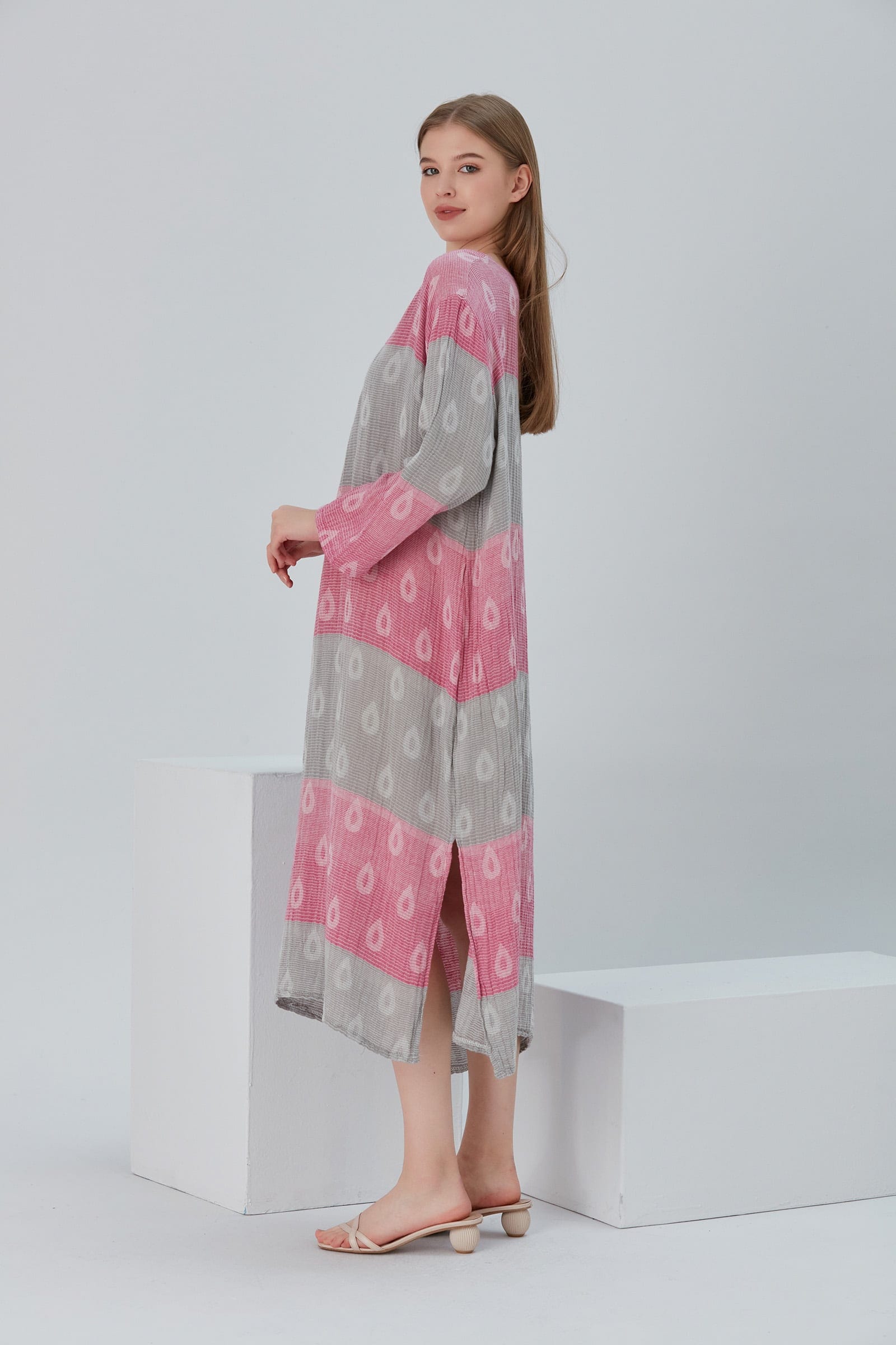 Begonville Maxi Elbise Essentials V Yaka Rahat Uzun Elbise - Gri