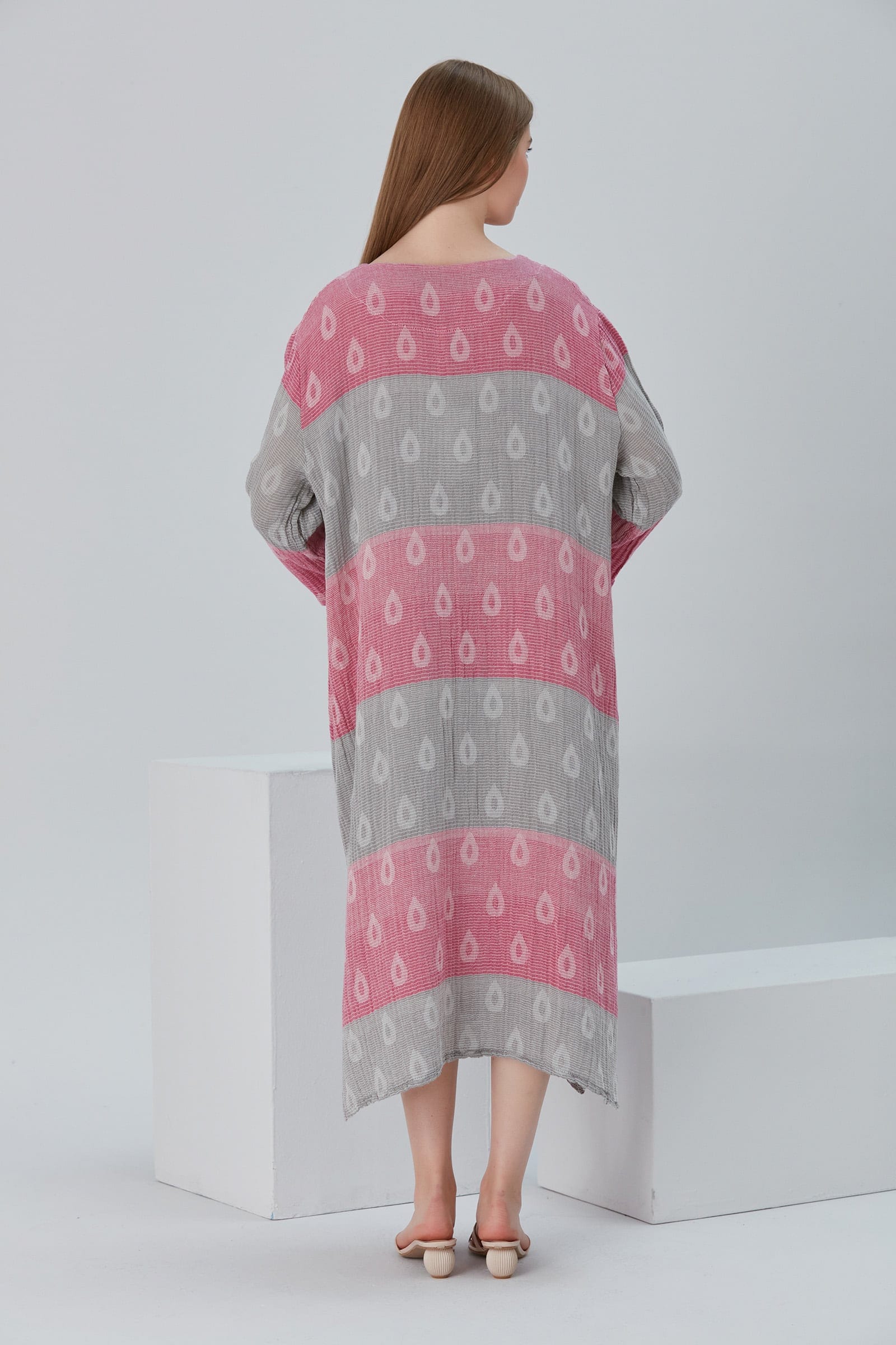 Begonville Maxi Elbise Essentials V Yaka Rahat Uzun Elbise - Gri