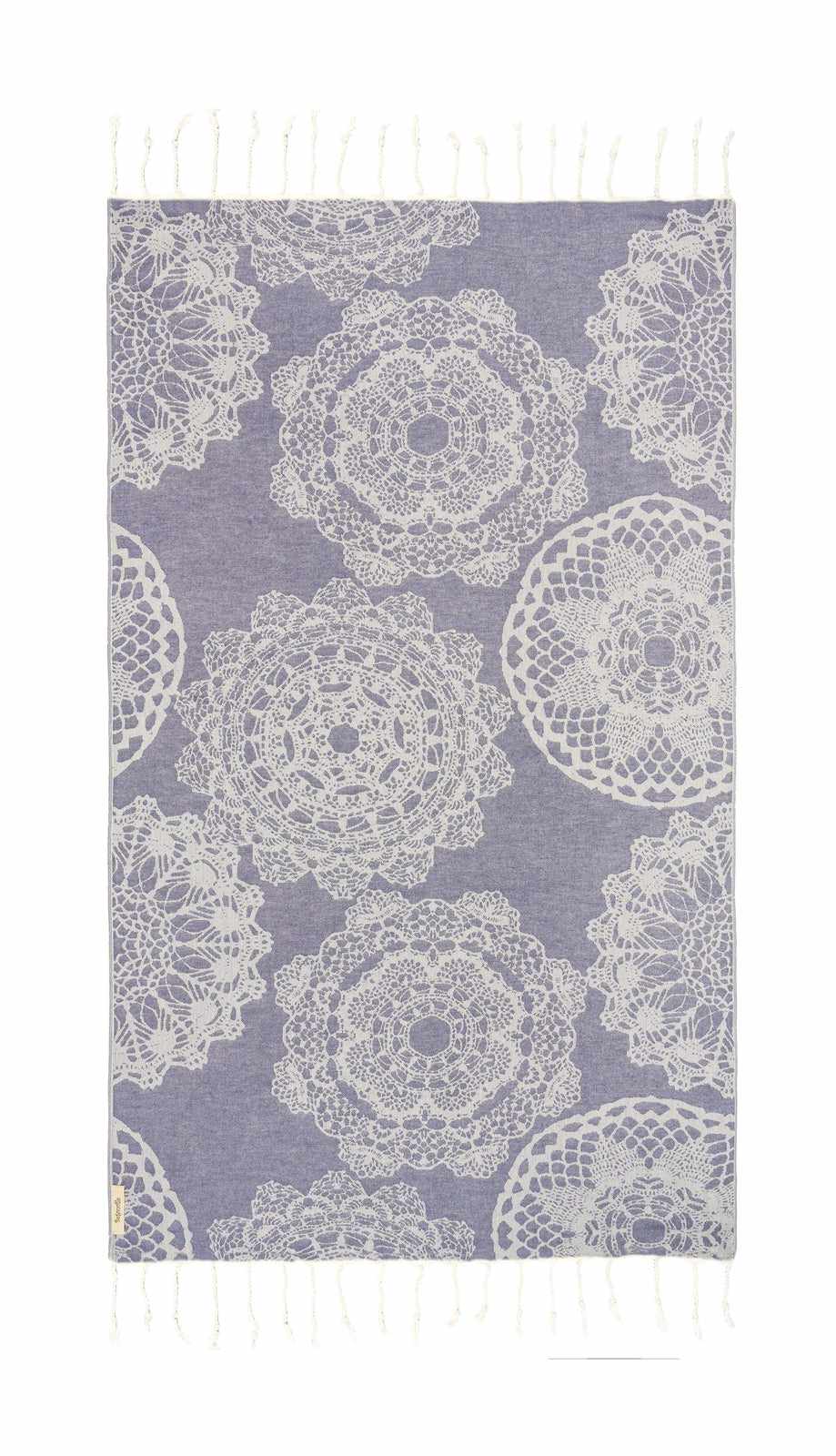 Begonville Peştemal Pareo Lace Jakarlı Bambu Peştemal - Mavi