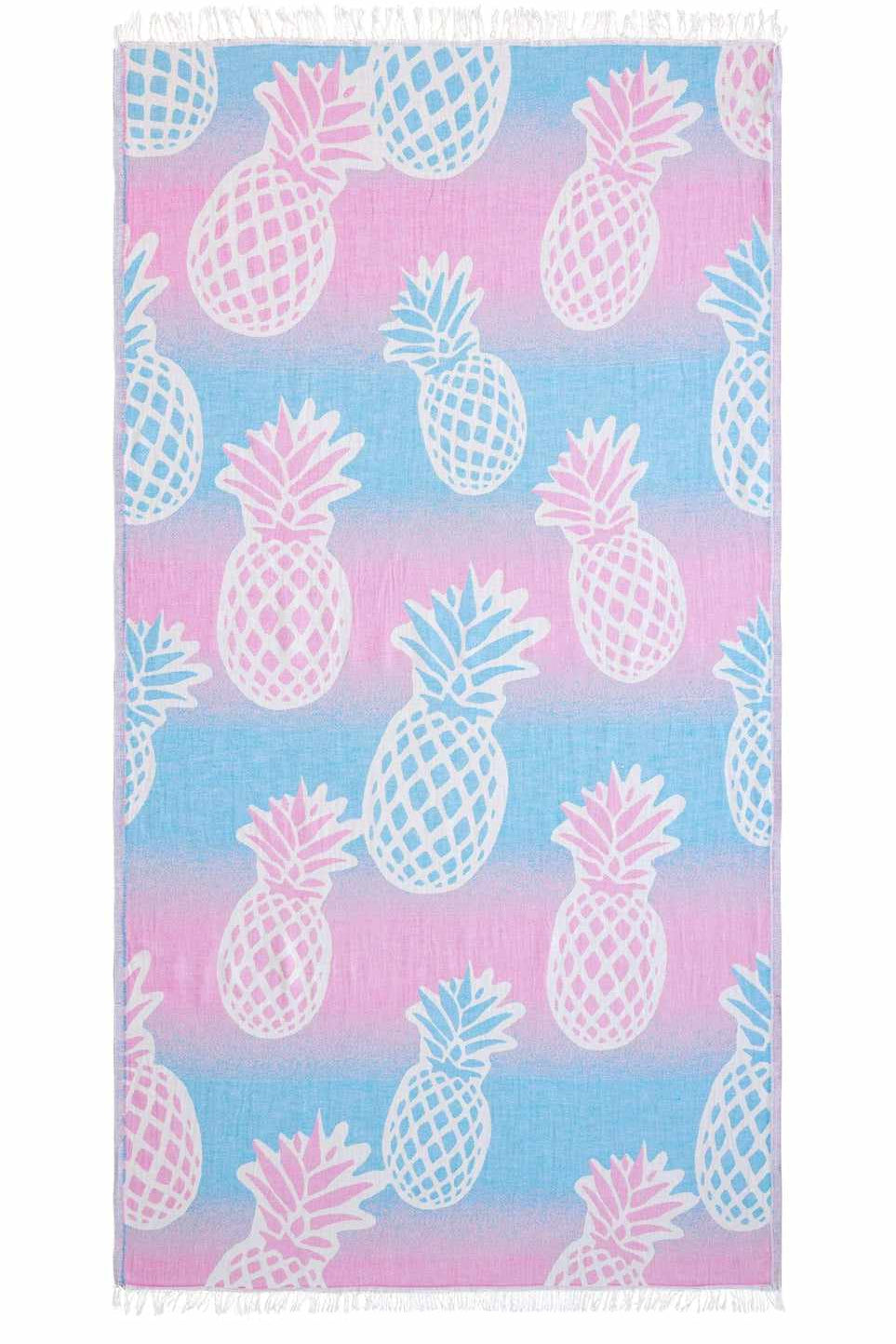 Begonville Peştemal - Plaj Havlusu Pineapple Beyaz Turkuaz