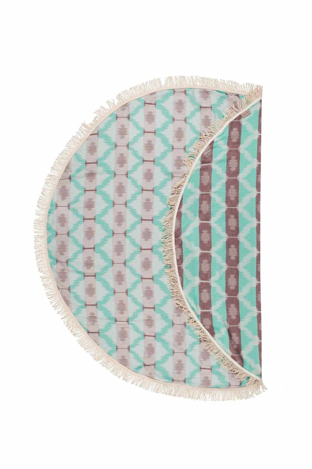 Begonville Peştemal Pareo Ripple Bambu Yuvarlak Peştemal - Mint / Kahve